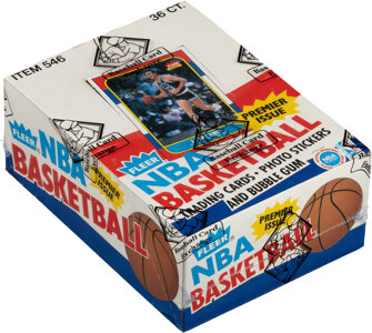 1986 Fleer Basketball Wax Box with 36 Unopened Packs as Issued by Fleer