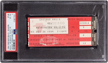 1984 Michael Jordan NBA Debut Chicago Bulls Season Ticket Stub, PSA VG-EX 4