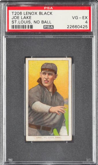 1909-11 T206 Lenox-Black Joe Lake (St. Louis, No Ball) PSA VG-EX 4 - The Only PSA-Graded Example!