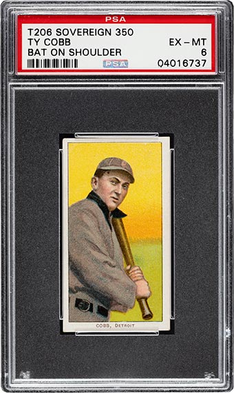 1909-11 T206 Sovereign 350 Ty Cobb (Bat On Shoulder) PSA EX-MT 6.
