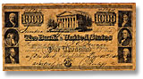 How much is a 1840 $1,000 Bank of the United States note worth?