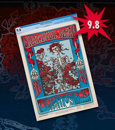 Grateful Dead 1966 Skeleton & Roses FD-26 Concert Poster Graded Near-Perfect 9.8. 