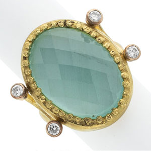 J Boss Aquamarine, Diamond, Gold Ring 