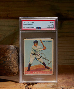 Signed 1933 Goudey Lou Gehrig #160 PSA Poor 1, Auto 8