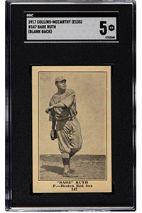 1917 E135 Collins-McCarthy Babe Ruth #147 SGC EX 5 - Pop Two, One Superior