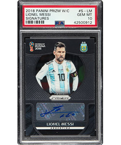 2018 Panini Prizm World Cup Lionel Messi (Signatures) #S-LM PSA Gem Mint 10 - Pop One