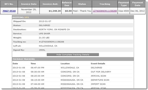 Complete Tracking Details