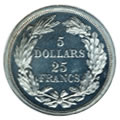 1868 Five Dollar/25 Francs, Judd-659, Pollock-732, Low R.7, PR65 Cameo PCGS. CAC. Ex: Samuel Berngard Collection