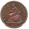1871 One Dollar, Judd-1147, Pollock-1289, R.6-7, PR66 Red and Brown Cameo NGC. Ex: Samuel Berngard Collection
