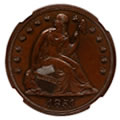 1851 Dollar, Judd-132 Restrike, Pollock-159, Low R.7, PR66 Brown NGC. Ex: Lemus Collection