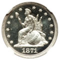 1871 Ten Cents, Judd-1084, Low R.7, PR66 Cameo NGC. Ex: Bass/Samuel Berngard Collection