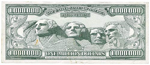 One Million Dollar Note $1,000,000 1996 - Reverse Serial Number: C34387269A