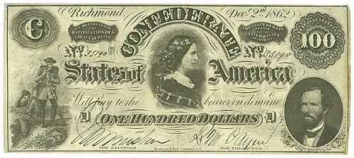 Confederate States of America $100 1862 - Obverse
