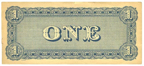 Confederate States of America $1 1864 - Reverse