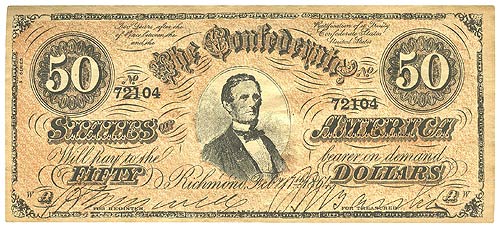 Confederate States of America $50 1864 - Obverse
