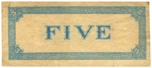 Confederate States of America $5 1864 - Reverse