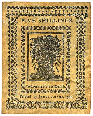 Delaware Five Shillings 1776 - Reverse