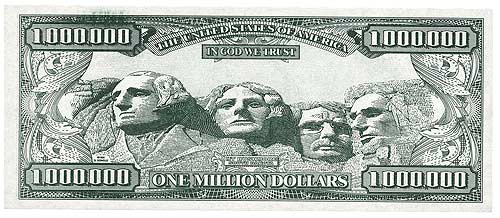 One Million Dollar Note $1,000,000 1996 - Reverse Serial Number: G85018749A