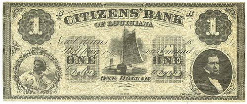 Citizens' Bank of Louisiana $1 18__ - Obverse