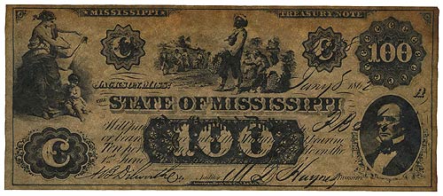 State of Mississippi $100 1862 - Obverse