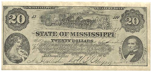 State of Mississippi $20 1863 - Obverse