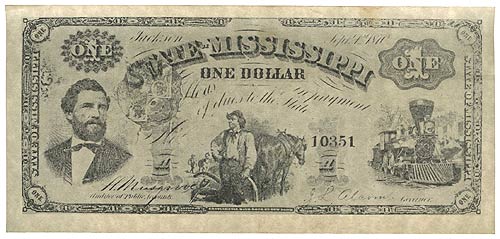 State of Mississippi $1 1870 - Obverse