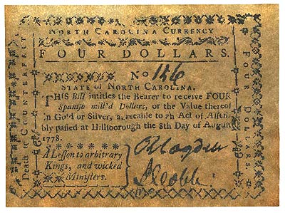 North Carolina $4 1778 - Obverse